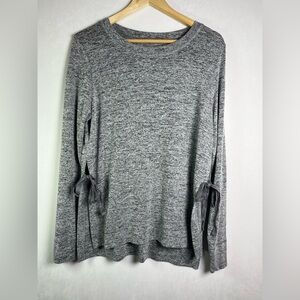 UGG Women’s Gray Marled Long Sleeve Knit Top w/ Boho Side Tie Detail Size M